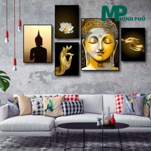 tranh tráng gương hình phật
