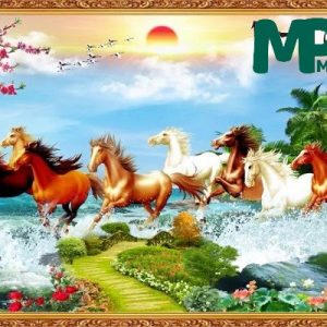 Tranh tráng gương mã đáo thành công treo tường tài lộc