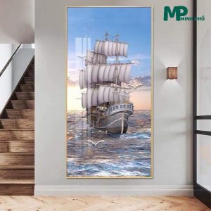 Mẫu 11: Tranh tráng gương thuận buồm xuôi gió treo tường khổ lớn