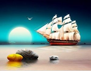 Mẫu 2: Tranh tráng gương thuận buồm xuôi gió treo tường khổ lớn