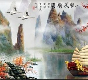 Mẫu 4: Tranh tráng gương thuận buồm xuôi gió treo tường khổ lớn