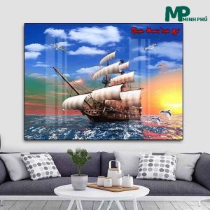 Mẫu 5: Tranh tráng gương thuận buồm xuôi gió treo tường khổ lớn